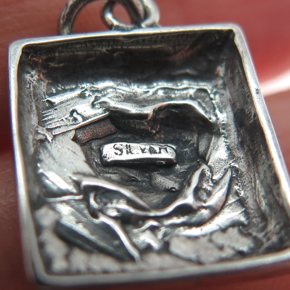 925 Sterling Silver Vintage Heart Frame Oxidized Minimalist Charm Pendant