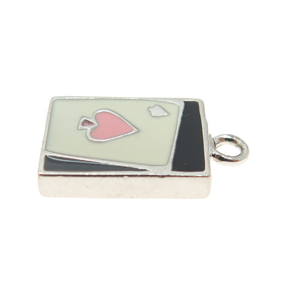WORLD POKER TOUR 925 Sterling Silver Enamel Spades Suit Playing Card Pendant