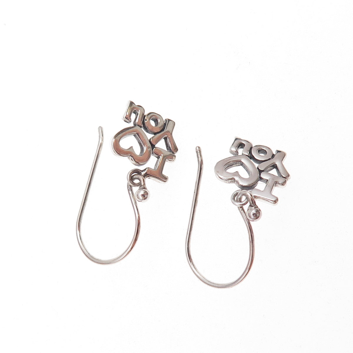 925 Sterling Silver I Love You Dangle Earrings