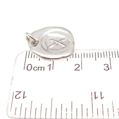 925 Sterling Silver Vintage Letter X Wax Seal Oxidized Charm Pendant