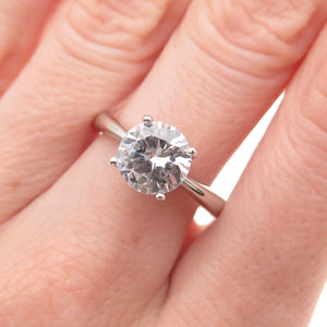 Sai 925 Sterling Silver Round-Cut C Z Engagement Ring Size 8
