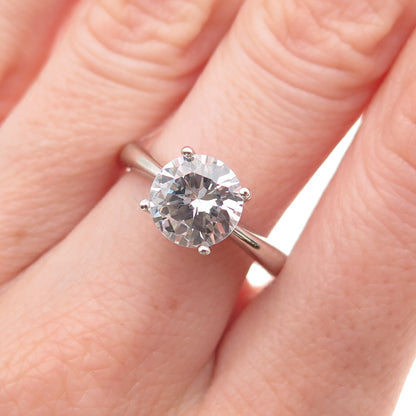 Sai 925 Sterling Silver Round-Cut C Z Engagement Ring Size 8