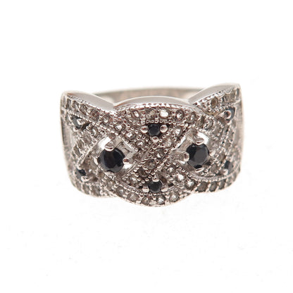 Dee Berkle 925 Sterling Silver Real Sapphire & White Topaz Ring Size 5