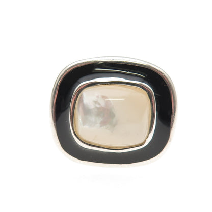 ESPO Joseph Esposito 925 Sterling Silver Vintage Enamel Real MOP Ring Size 10