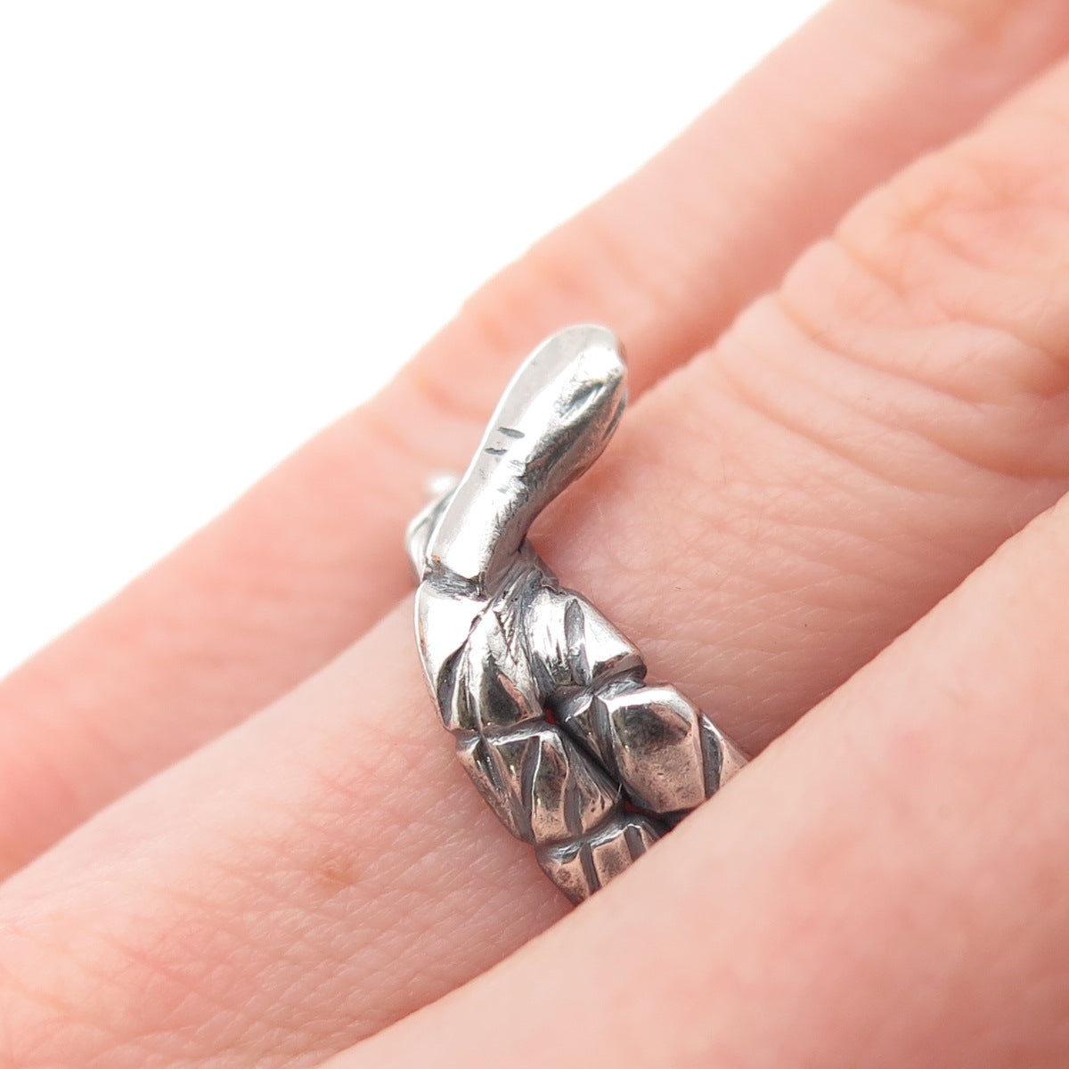 925 Sterling Silver Vintage Snake Oxidized Wrap Ring Size 5.75