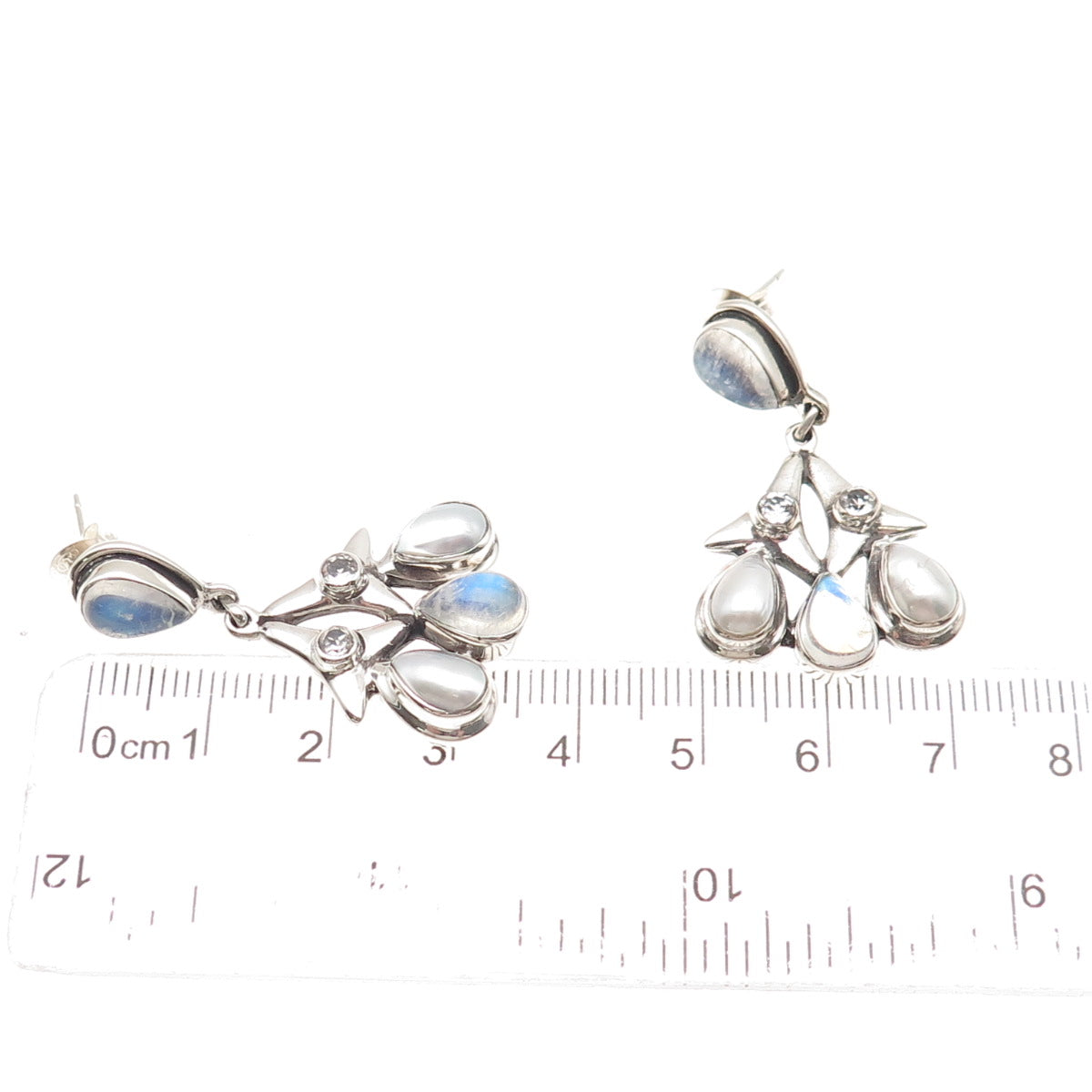 Nicky Butler Sterling Silver Vintage Real Pearl Moonstone & White Topaz Earrings