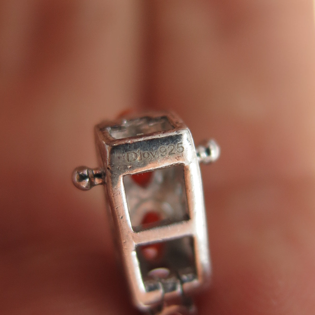 D'JOY 925 Sterling Silver Real Oval-Cut Fire Opal Tennis Link Bracelet 8"