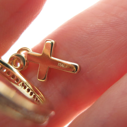 MILOR Sterling Gold Plated Italy Round-Cut C Z Cross Dangle Charm Ring Size 6.25
