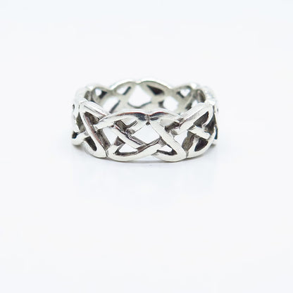 925 Sterling Silver Vintage Celtic Band Ring Size 6