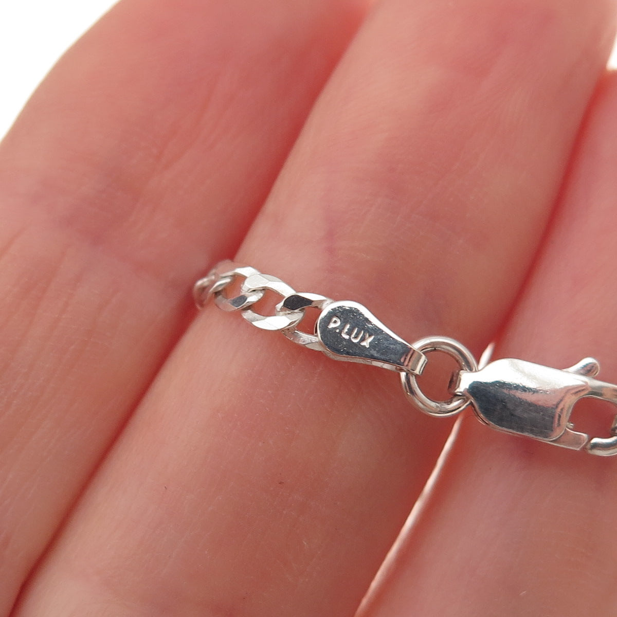 P. Lux 925 Sterling Silver Vintage Italy Curb Chain Necklace 20"
