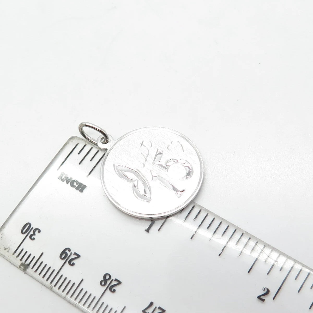 925 Sterling Silver Vintage Elco Just 15 Heart Love Round Medal Pendant