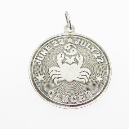 925 Sterling Silver Vintage M&M Cancer Zodiac Sign Charm Pendant