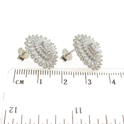 925 Sterling Silver Round Marquise & Triangle-Cut C Z Sparkle Earrings