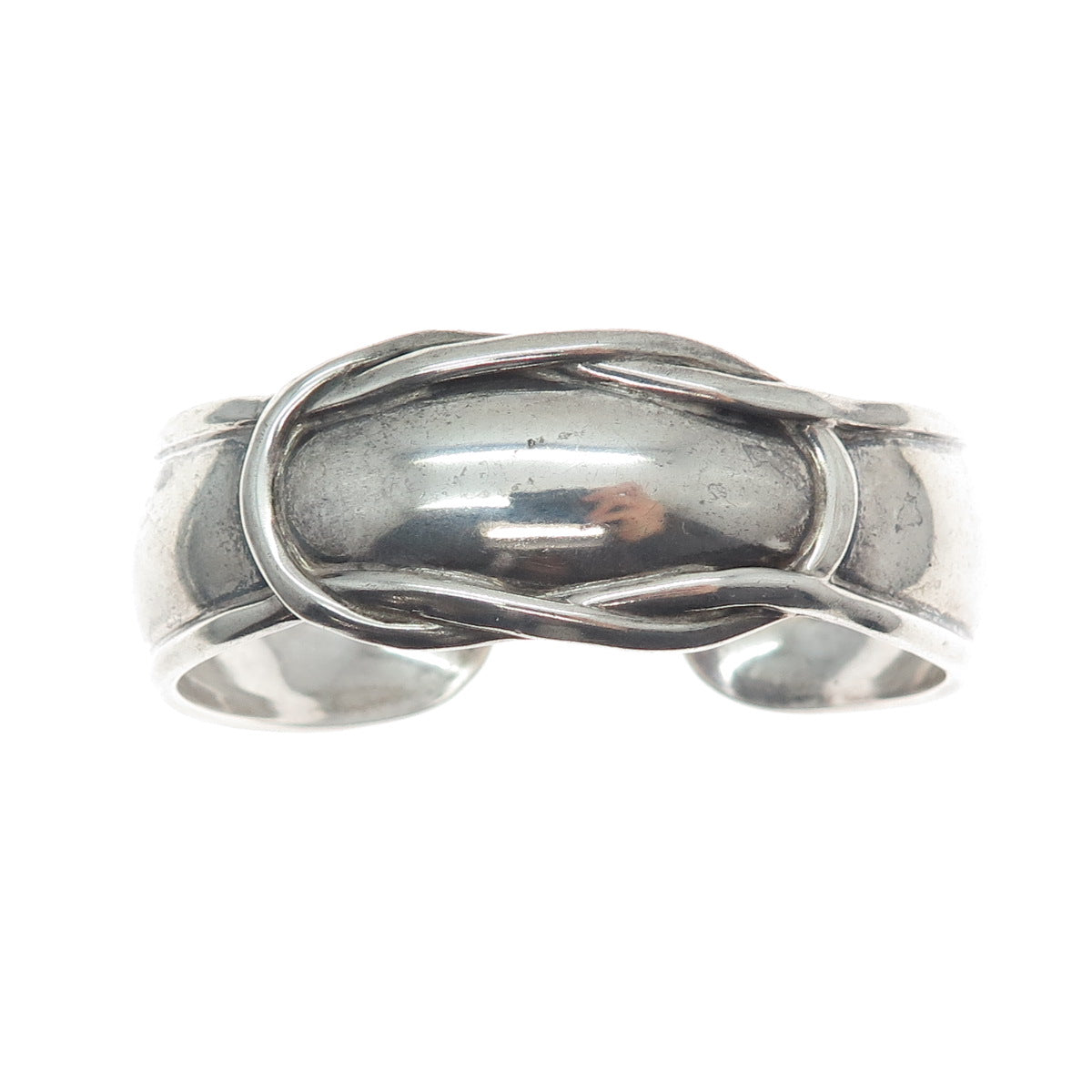 925 Sterling Silver Vintage Mexico Love Knot Adjustable Cuff Bracelet 6.75"