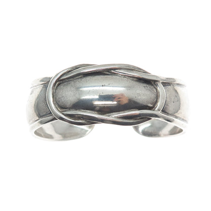 925 Sterling Silver Vintage Mexico Love Knot Adjustable Cuff Bracelet 6.75"