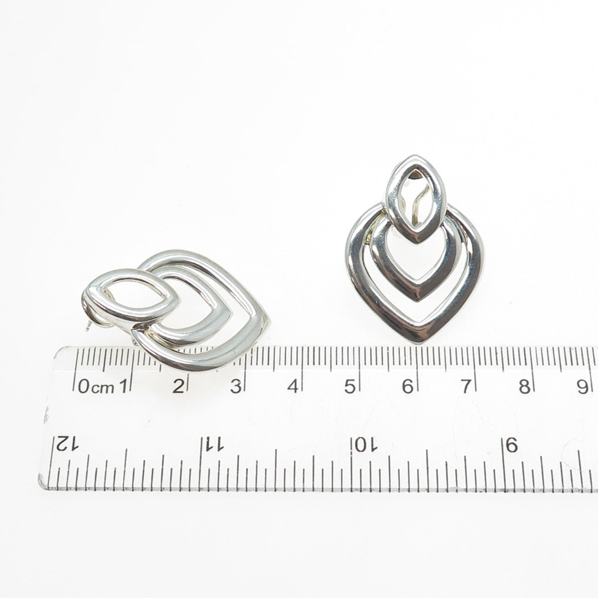 ROSS SIMONS 925 Sterling Silver Vintage Heart Omega Back Earrings
