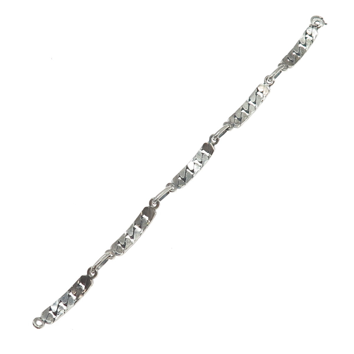 800 Silver Vintage Oxidized Cuban Panel Link Bracelet 8.25"