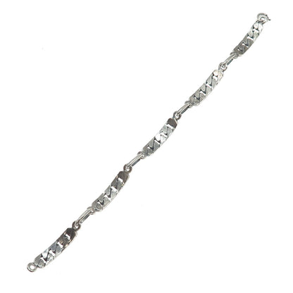 800 Silver Vintage Oxidized Cuban Panel Link Bracelet 8.25"