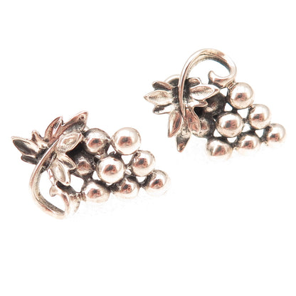 925 Sterling Silver Antique Art Deco Grape Oxidized Screw Back Earrings