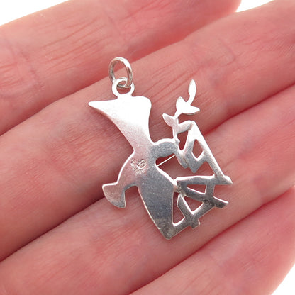 925 Sterling Silver Vintage Holy Spirit Religious Charm Pendant