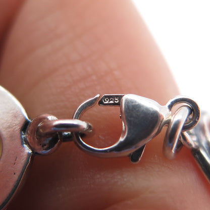 925 Sterling Vintage Real Scottish Egg Yolk Amber Modernist Bracelet 7.25"