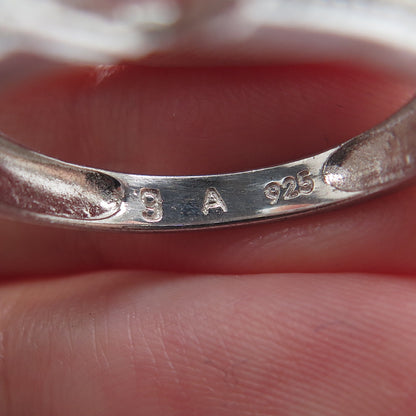 925 Sterling Silver Princess-Cut C Z Engagement Ring Size 9.5