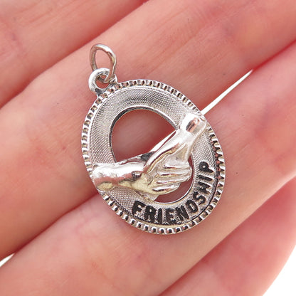 Mark Mercy 925 Sterling Silver Vintage Friendship Charm Pendant
