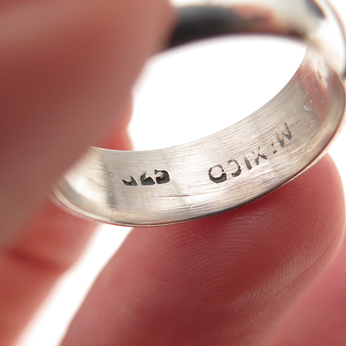 925 Sterling Silver Vintage Mexico Modernist Oxidized Band Ring Size 6.5