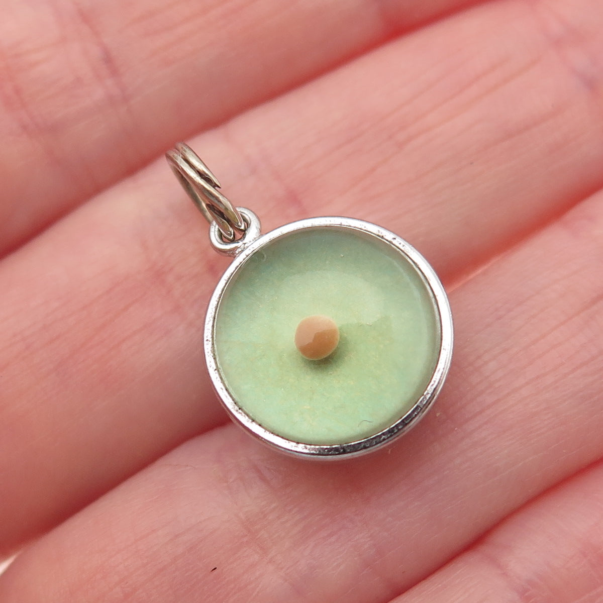 925 Sterling Silver Antique Art Deco Amulet of Faith Mustard Seed Mini Pendant