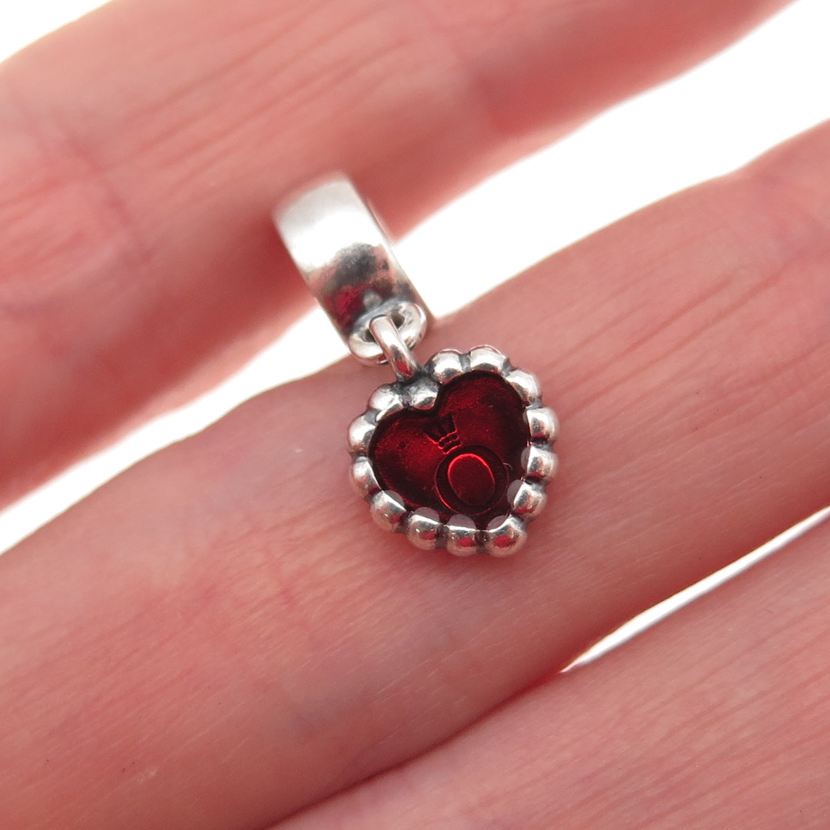 Pandora 925 Sterling Silver Red Enamel Forever Heart Dangle Charm