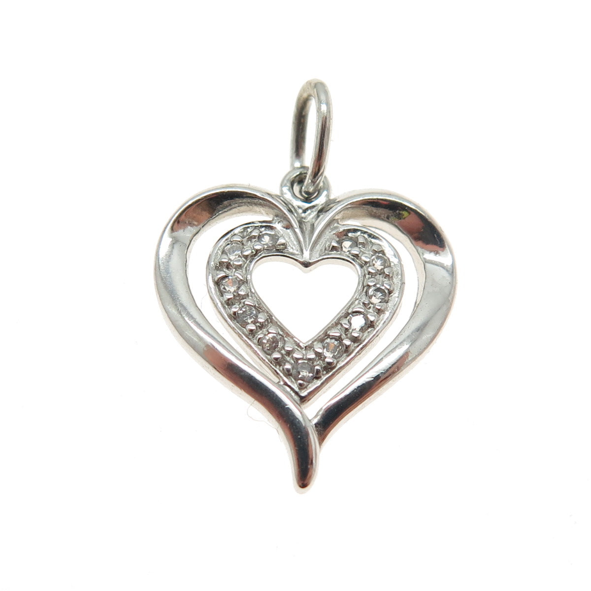 ROSS SIMONS 925 Sterling Silver Round-Cut C Z Heart Minimalist Pendant