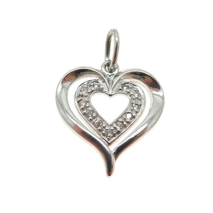 ROSS SIMONS 925 Sterling Silver Round-Cut C Z Heart Minimalist Pendant