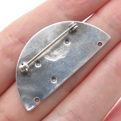925 Sterling Silver Vintage Modernist Pin Brooch / Centerpiece Pendant