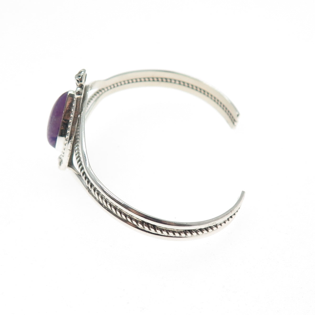 L. HILDRETH Old Pawn 925 Sterling Silver Vintage Amethyst Adjustable Bracelet 6"