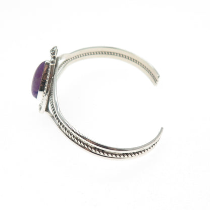 L. HILDRETH Old Pawn 925 Sterling Silver Vintage Amethyst Adjustable Bracelet 6"