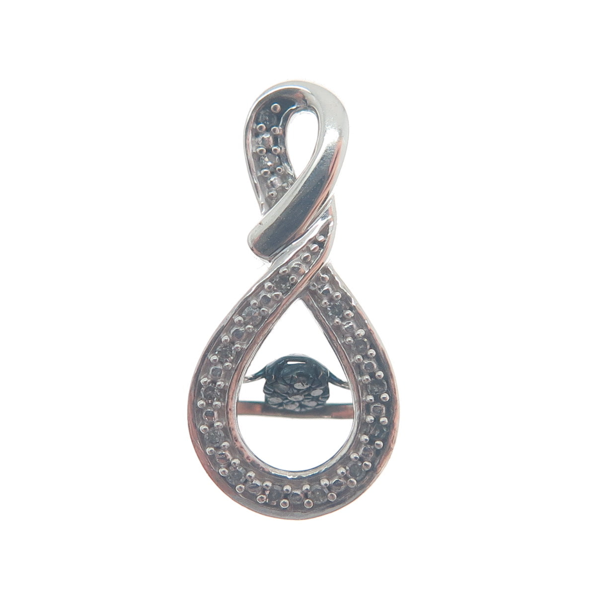 925 Sterling Silver Real White Diamond Infinity Slide Pendant