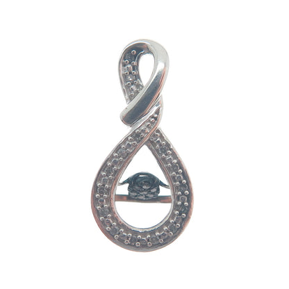 925 Sterling Silver Real White Diamond Infinity Slide Pendant