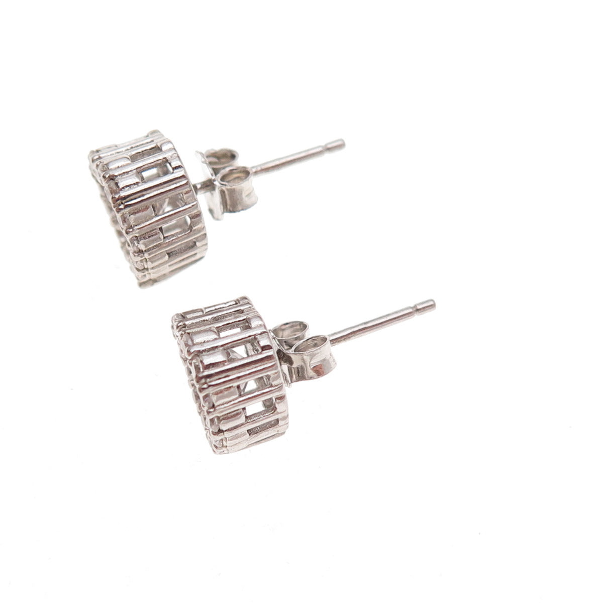 925 Sterling Silver Heart & Round-Cut C Z Stud Earrings