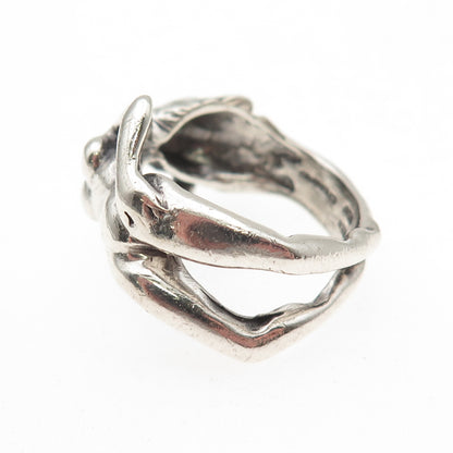New Leaf 925 Sterling Silver Vintage Naked Woman Erotic Oxidized Ring Size 8