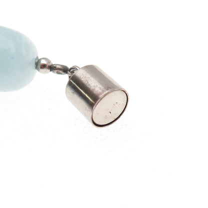 925 Sterling Silver Real Aquamarine Beaded Necklace 20"