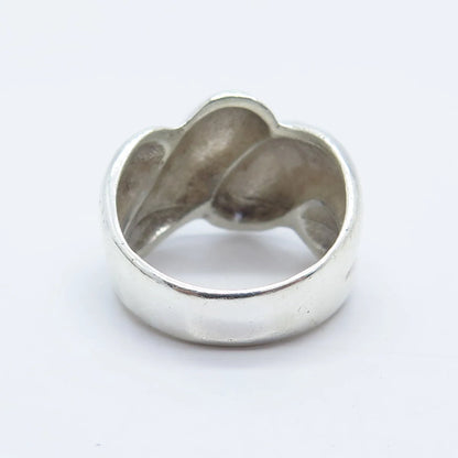 925 Sterling Silver Vintage Ribbed Ring Size 9.75