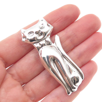 925 Sterling Silver Vintage Mexico Modernist Cat Pin Brooch