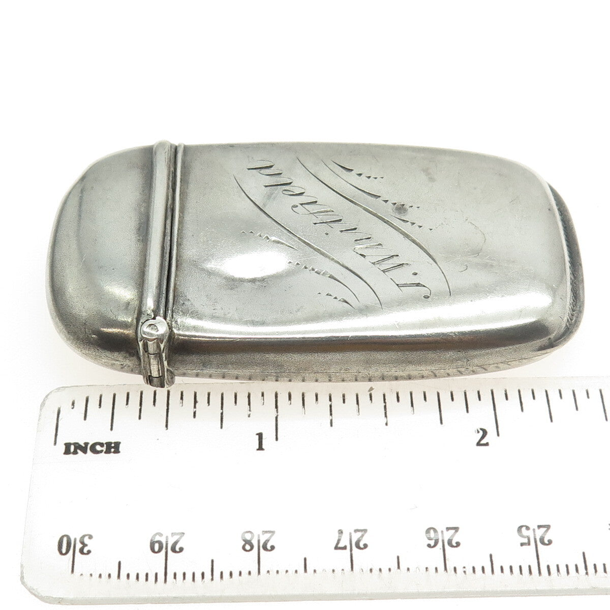 925 Sterling Silver Antique Art Deco Engraved "J. Whitfield" Match / Vesta Case