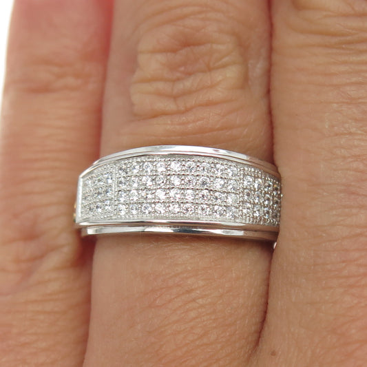 925 Sterling Silver 2-Tone Pave C Z Ring Size 6