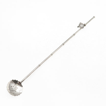 925 Sterling Silver Antique Japan Fan Charm Bamboo Iced Tea Straw Spoon