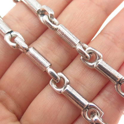 925 Sterling Silver Vintage Modernist Bar Chain Necklace 16"