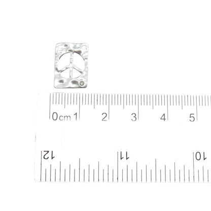 925 Sterling Silver Real Round-Cut Diamond Peace Symbol Minimalist Slide Pendant