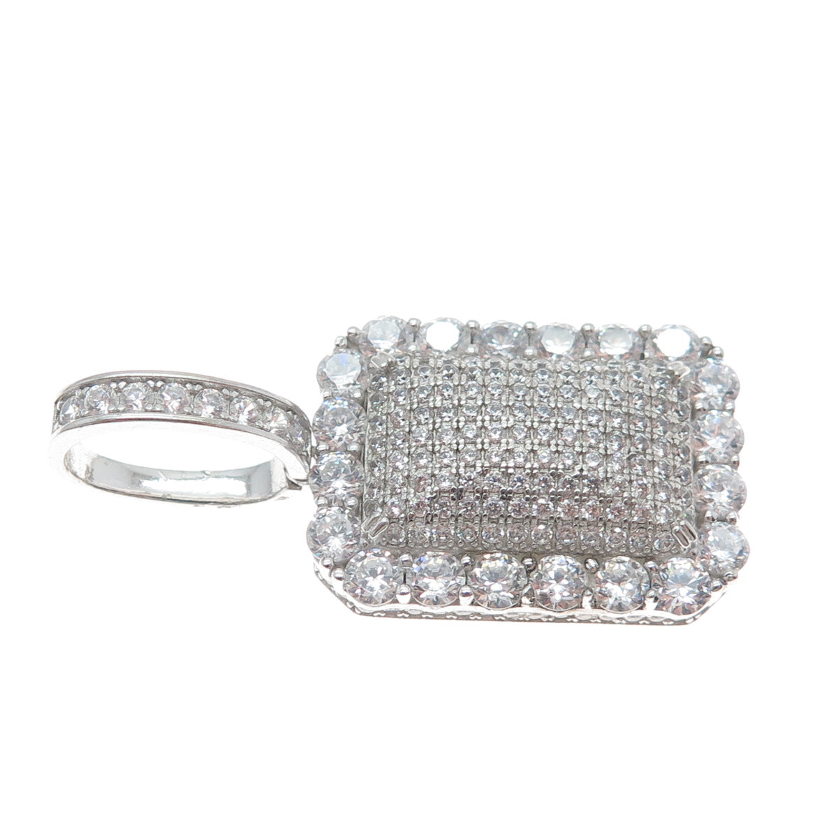 DESIGNS BY YAGI 925 Sterling Silver Round-Cut Shaped C Z Sparkle Pendant