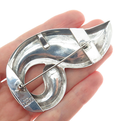 925 Sterling Silver Vintage Mexico Modernist Petal Pin Brooch / Pendant