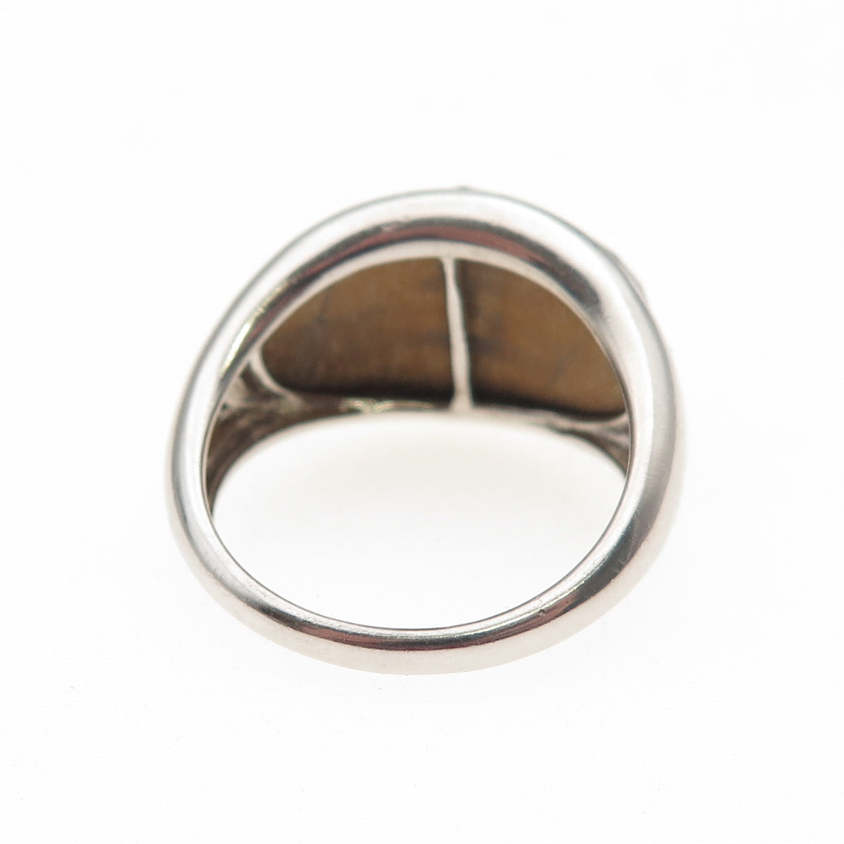 KN Kajal Naina 925 Sterling Silver Real Tiger Eye Modernist Ring Size 9.25